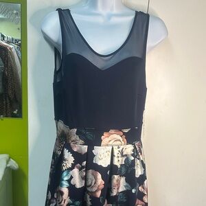 Enfocus Studio Black and Floral Midi Dress